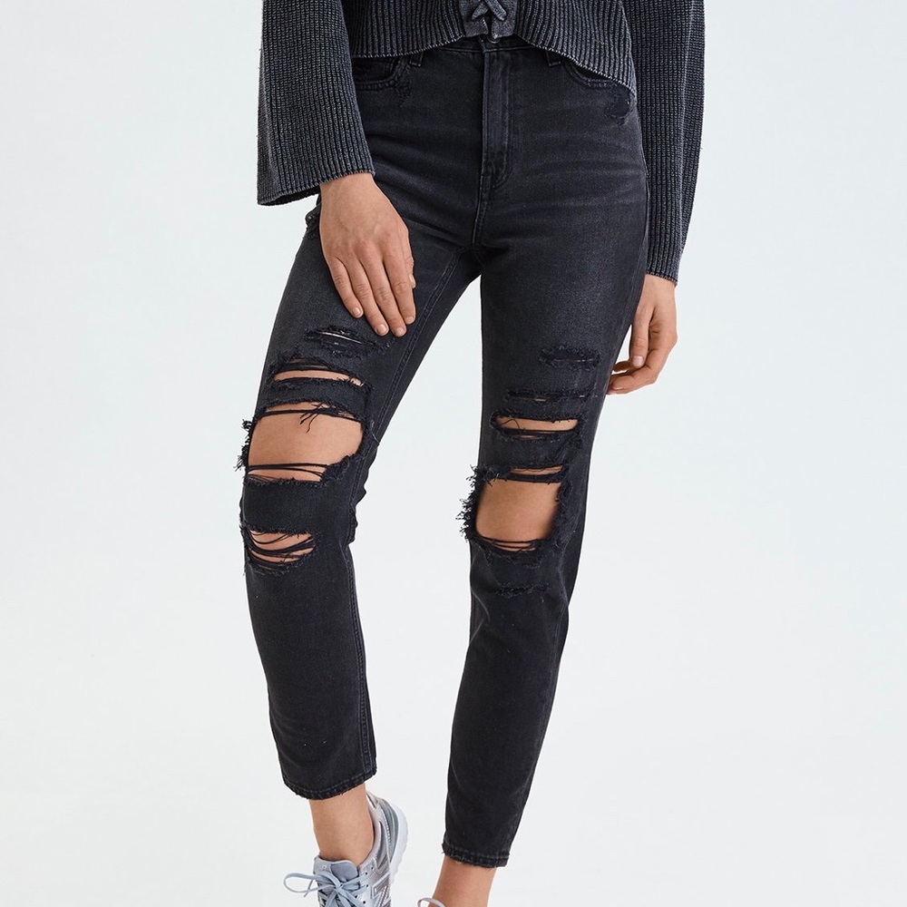 American Eagle distressed mom jeans